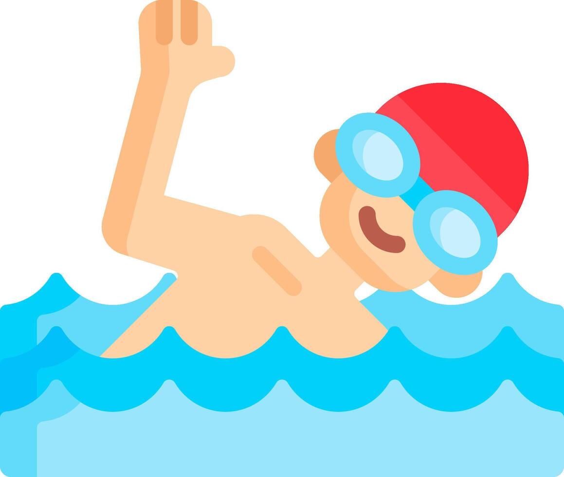 A man swimming in the water with goggles and a red cap vector