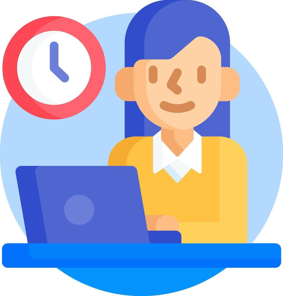 A woman sitting at a desk with a laptop vector