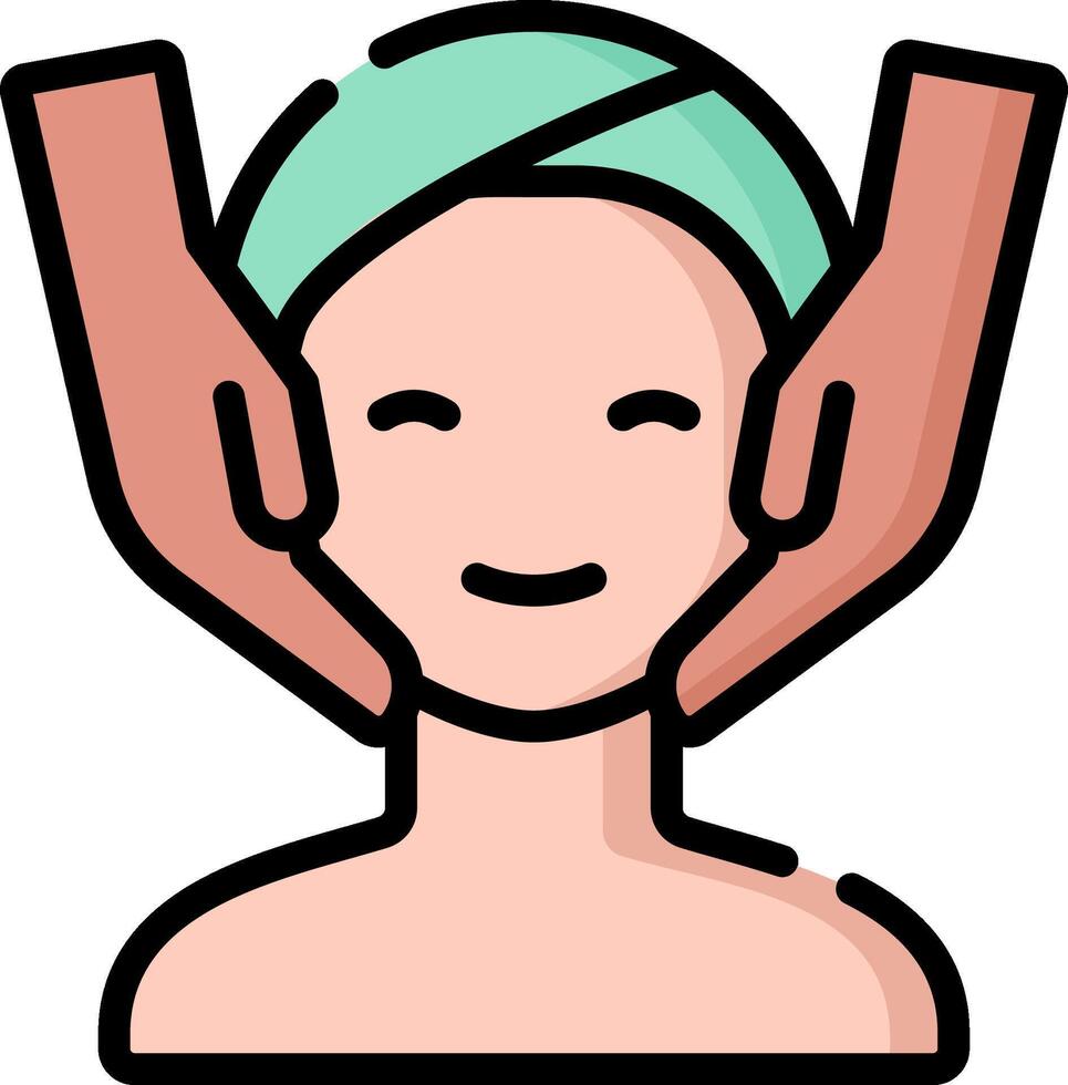A woman with a towel on her head and hands vector
