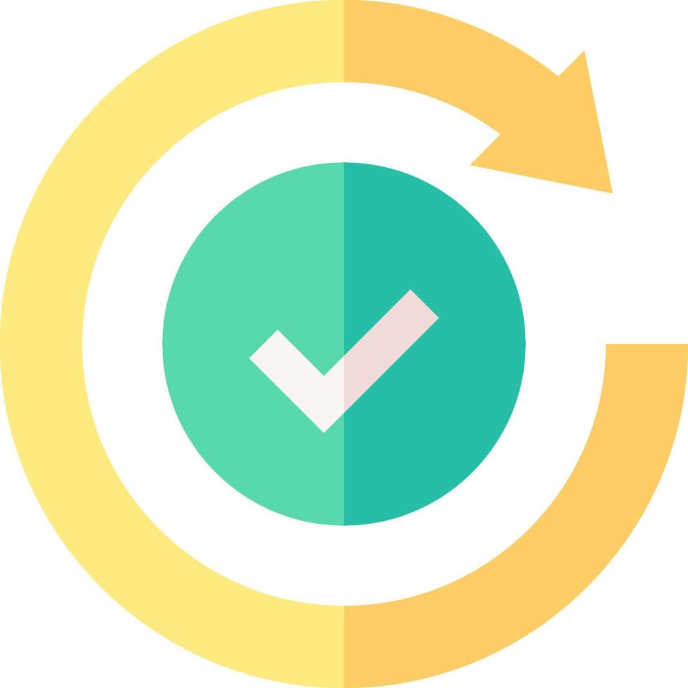 A yellow circle with a green tick and a green arrow vector