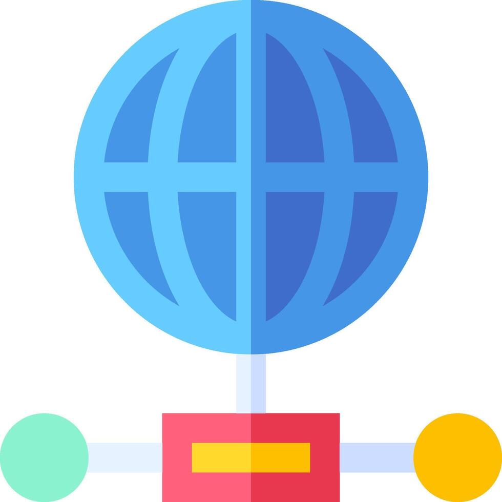 A globe with four different colored circles on it vector