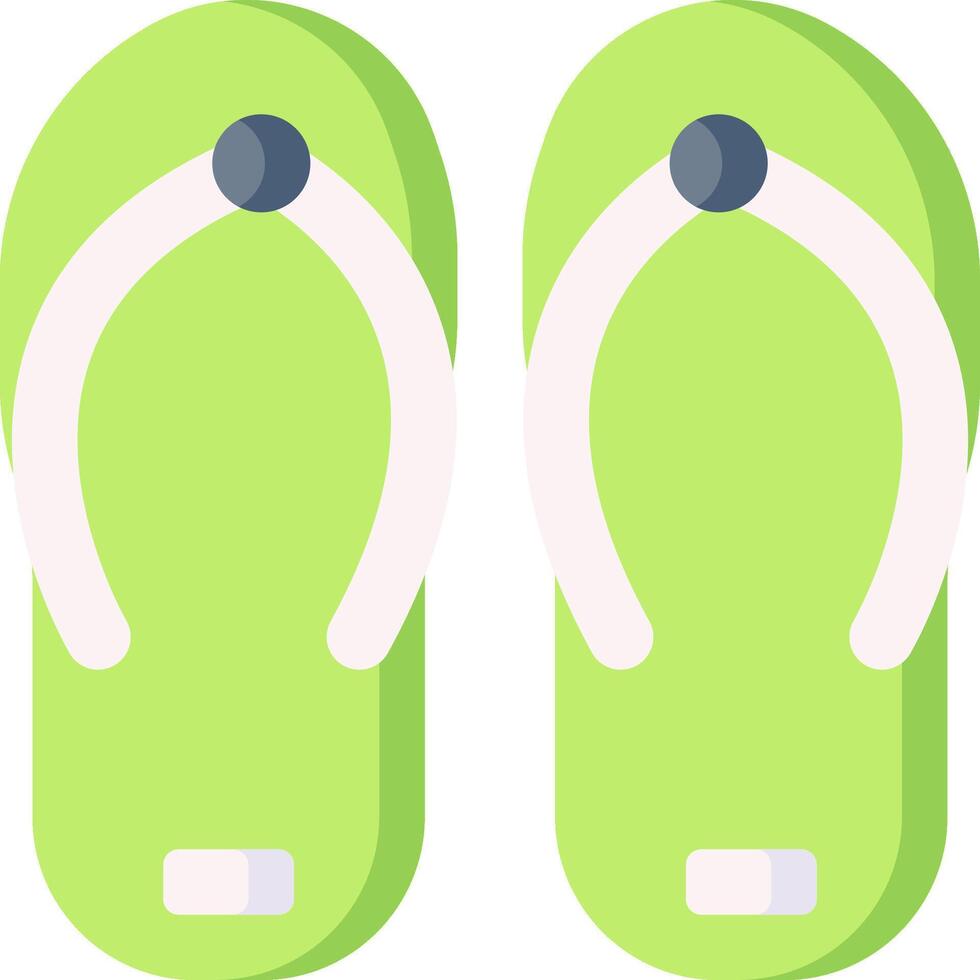 A pair of flip flops with a green sole vector