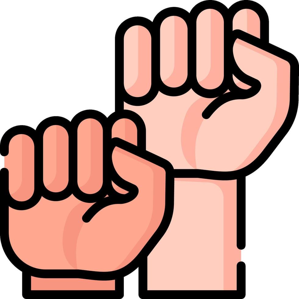 Two hands with one fist up in the air vector