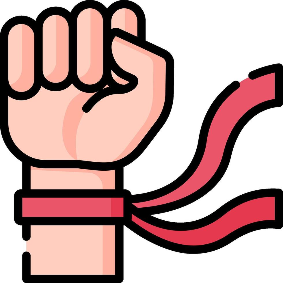 A fist with a red ribbon around it vector