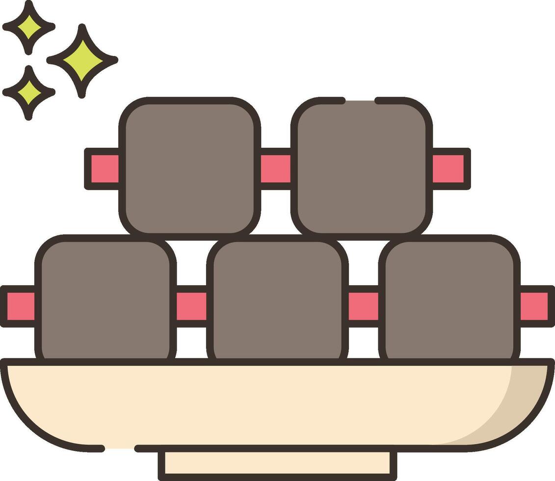 A plate with four pieces of meat on it vector