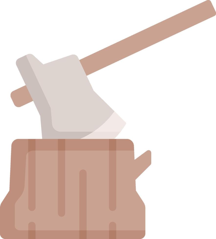 An axe is stuck in a wooden bucket vector
