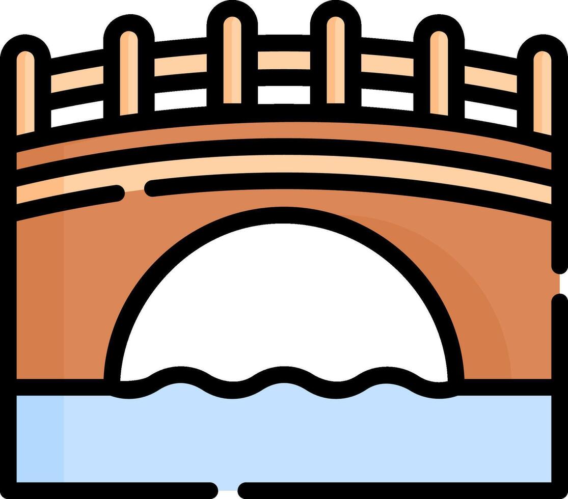 A bridge over water with a bridge in the middle vector