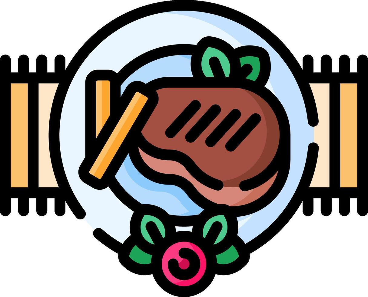 Steak icon with a knife and fork vector