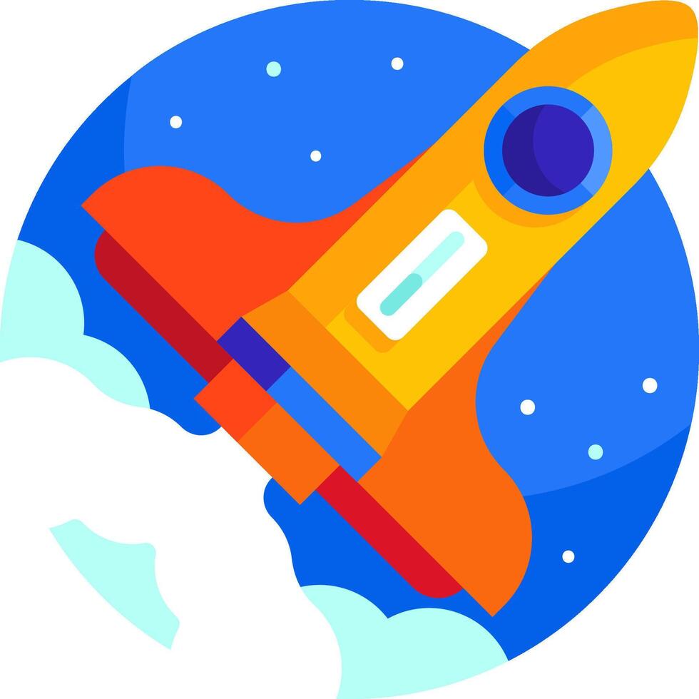 A rocket ship flying through the sky vector