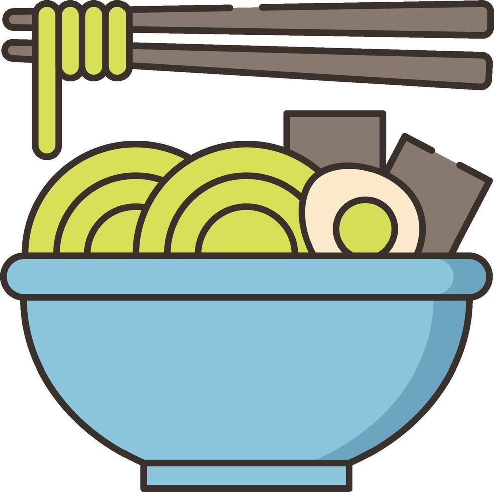 A bowl of noodles with chopsticks in it vector