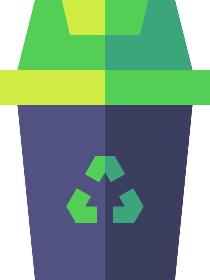 A recycle bin with a green and blue lid vector