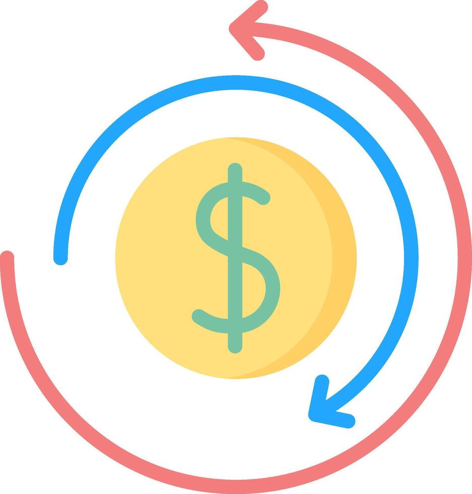 A dollar coin is in a circle with arrows pointing to it vector