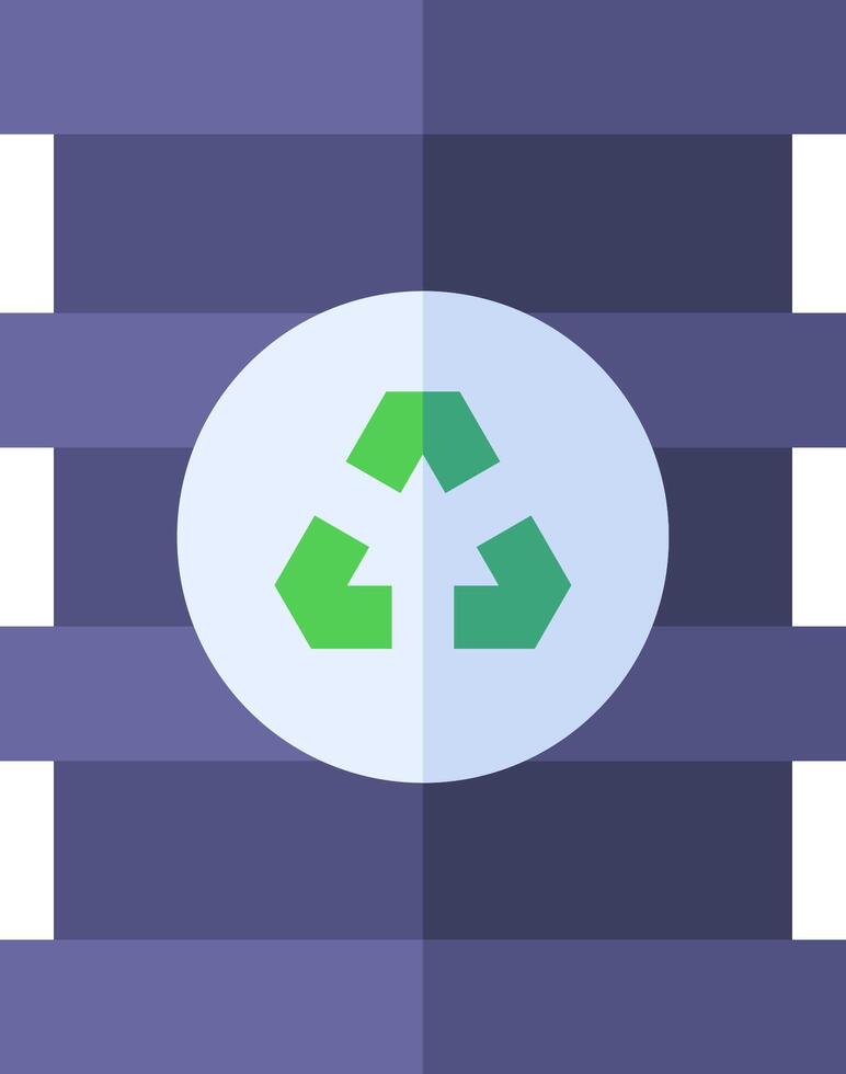 A flat icon of a recycling symbol on a striped background vector