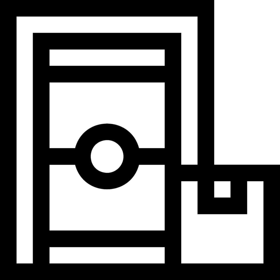 A black and white icon of a door vector