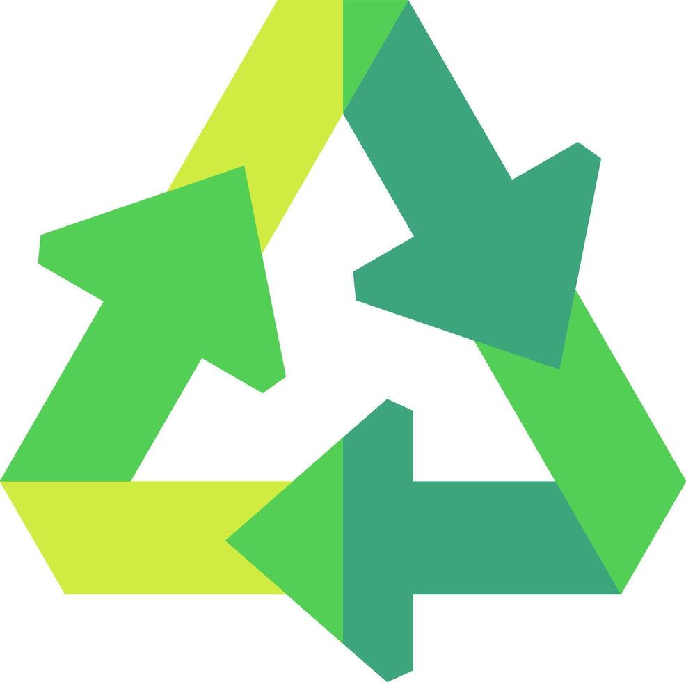 A green and yellow recycling symbol vector