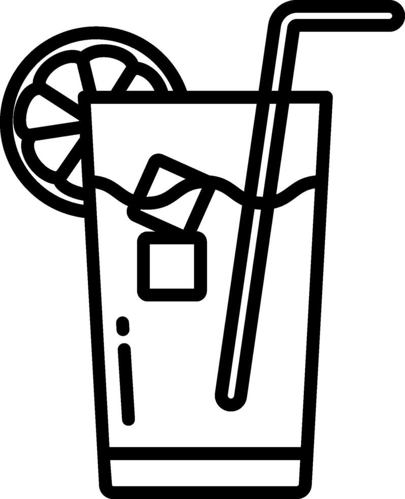 A black and white illustration of a glass of lemonade vector