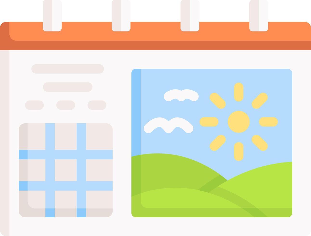 A calendar with a picture of a sunny day vector