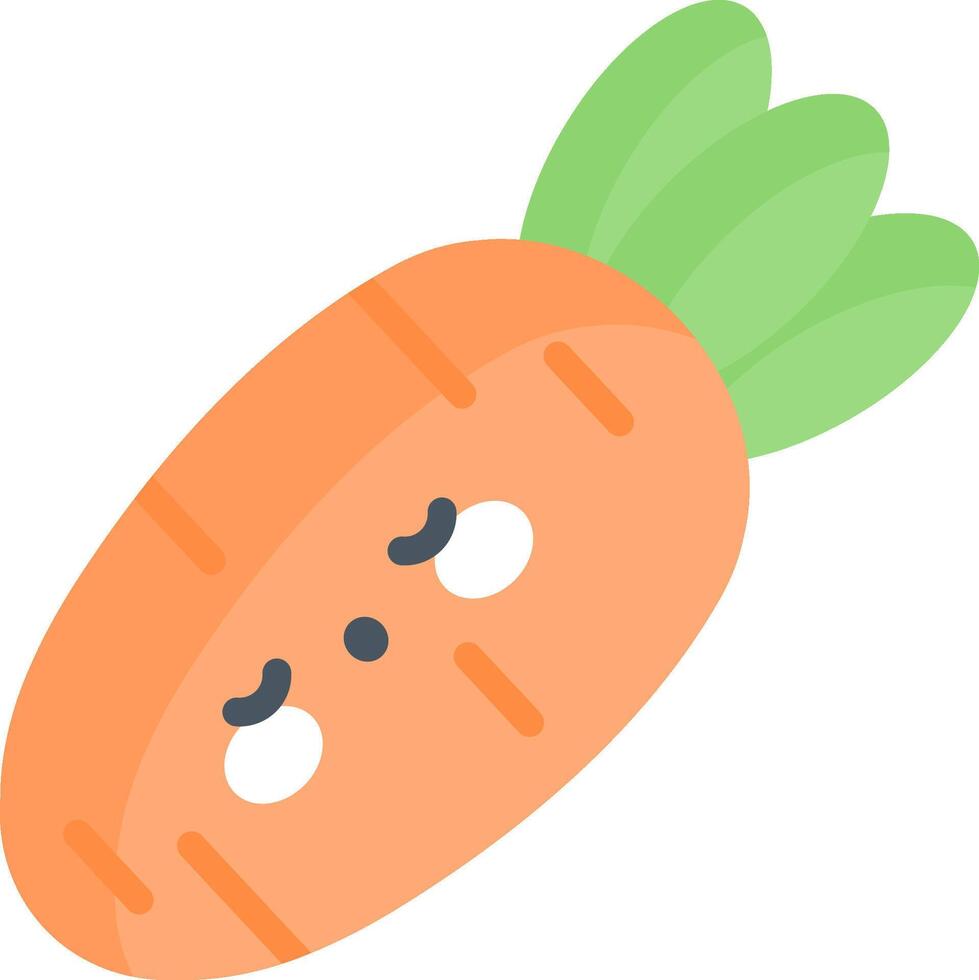 A cartoon carrot with eyes and a green leaf vector