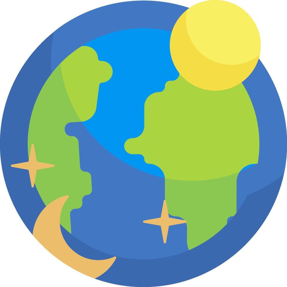 A flat earth icon with a sun and moon vector