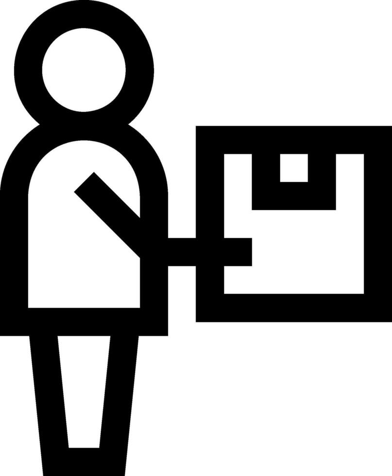A black and white icon of a person holding a box vector