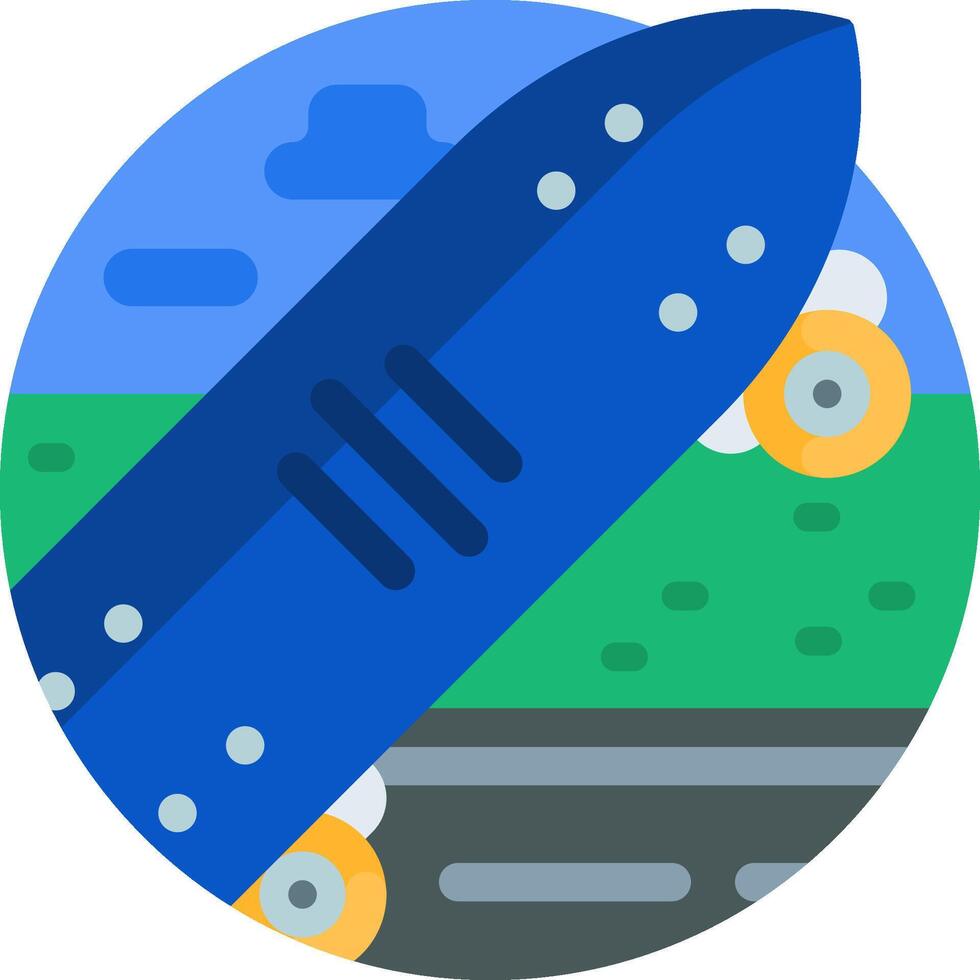 A blue skateboard with wheels on it vector