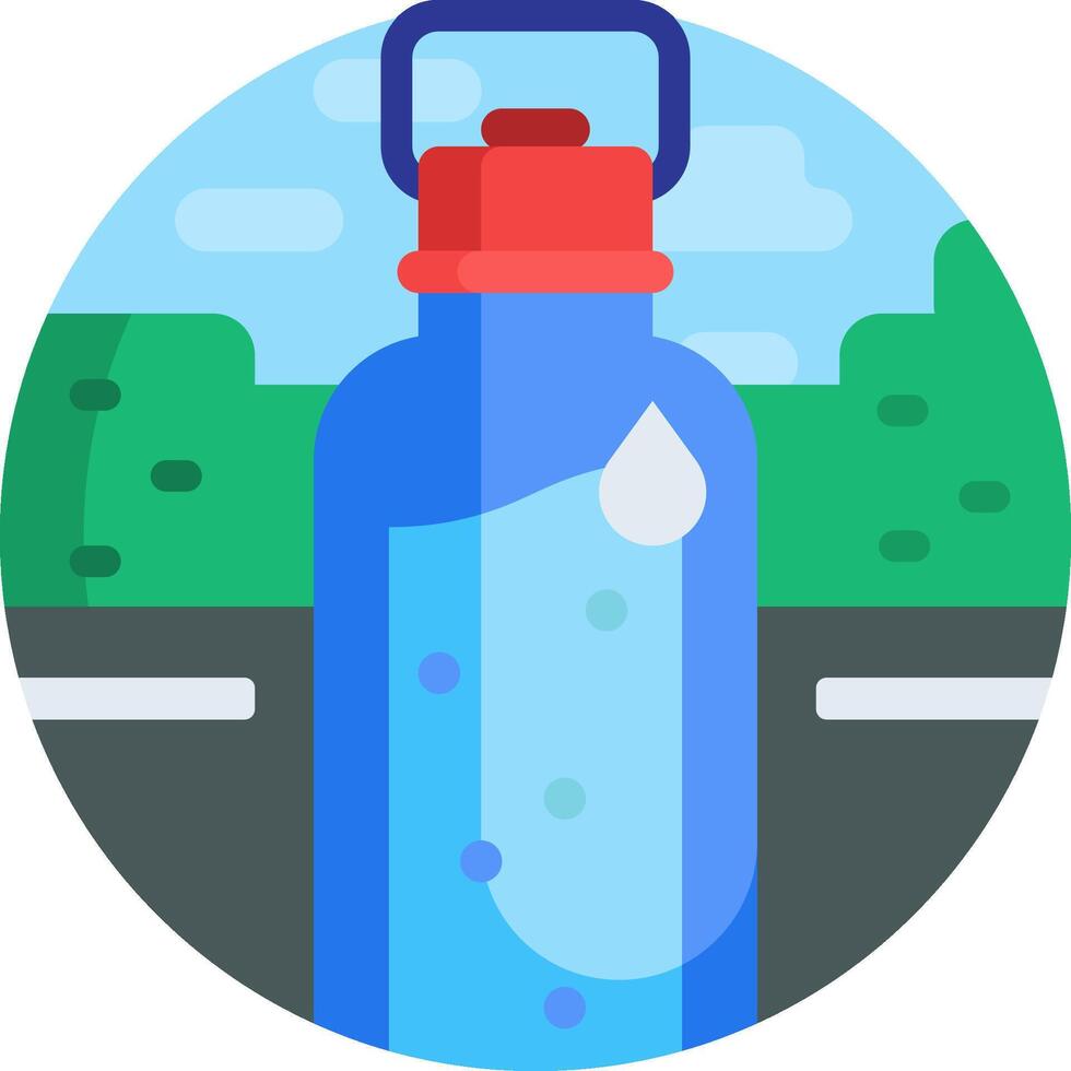 A blue water bottle with a red cap on it vector