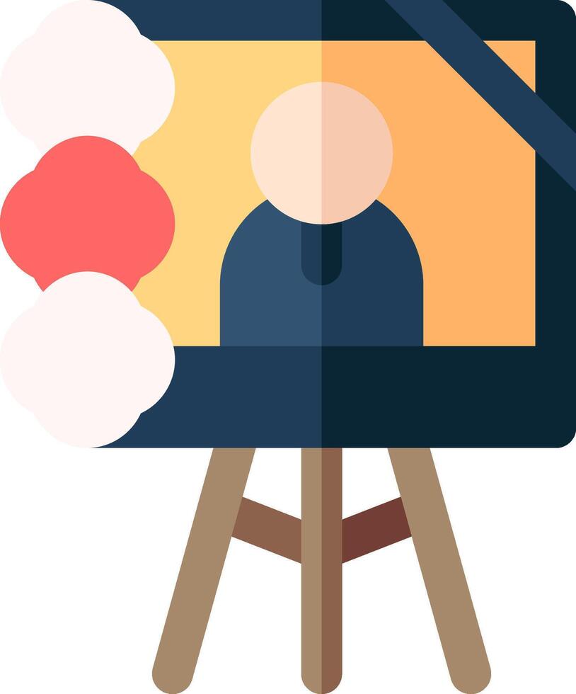 A person is on a easel with a camera and a cloud vector