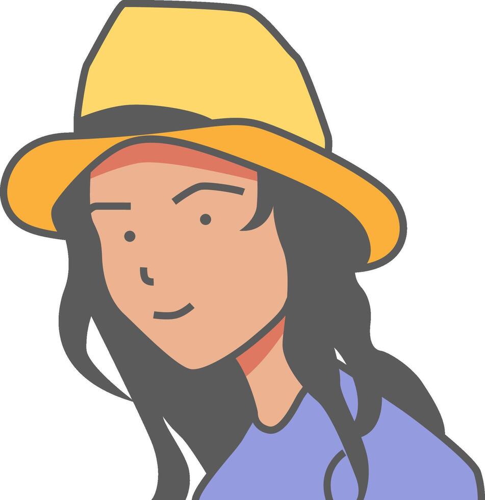 A cartoon woman wearing a hat vector