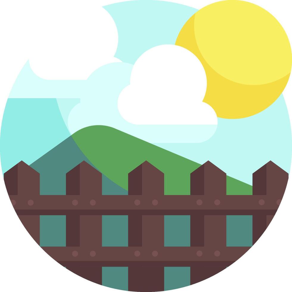 A cartoon illustration of a fence and a hill vector