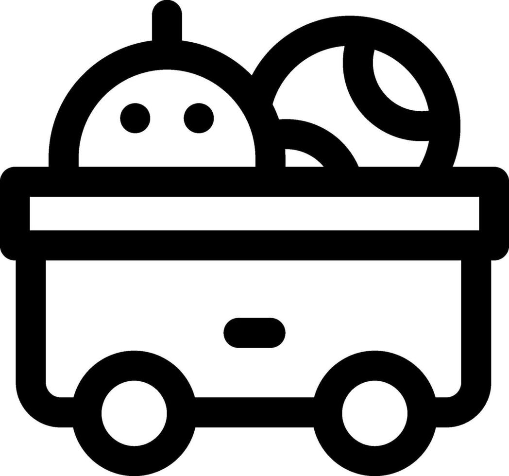 A black and white image of a toy in a wagon vector