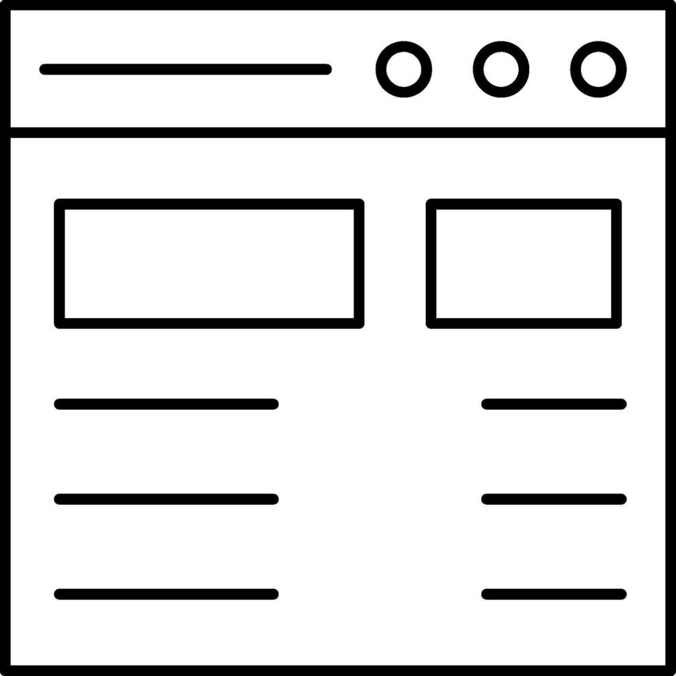 A black and white icon of a web page vector