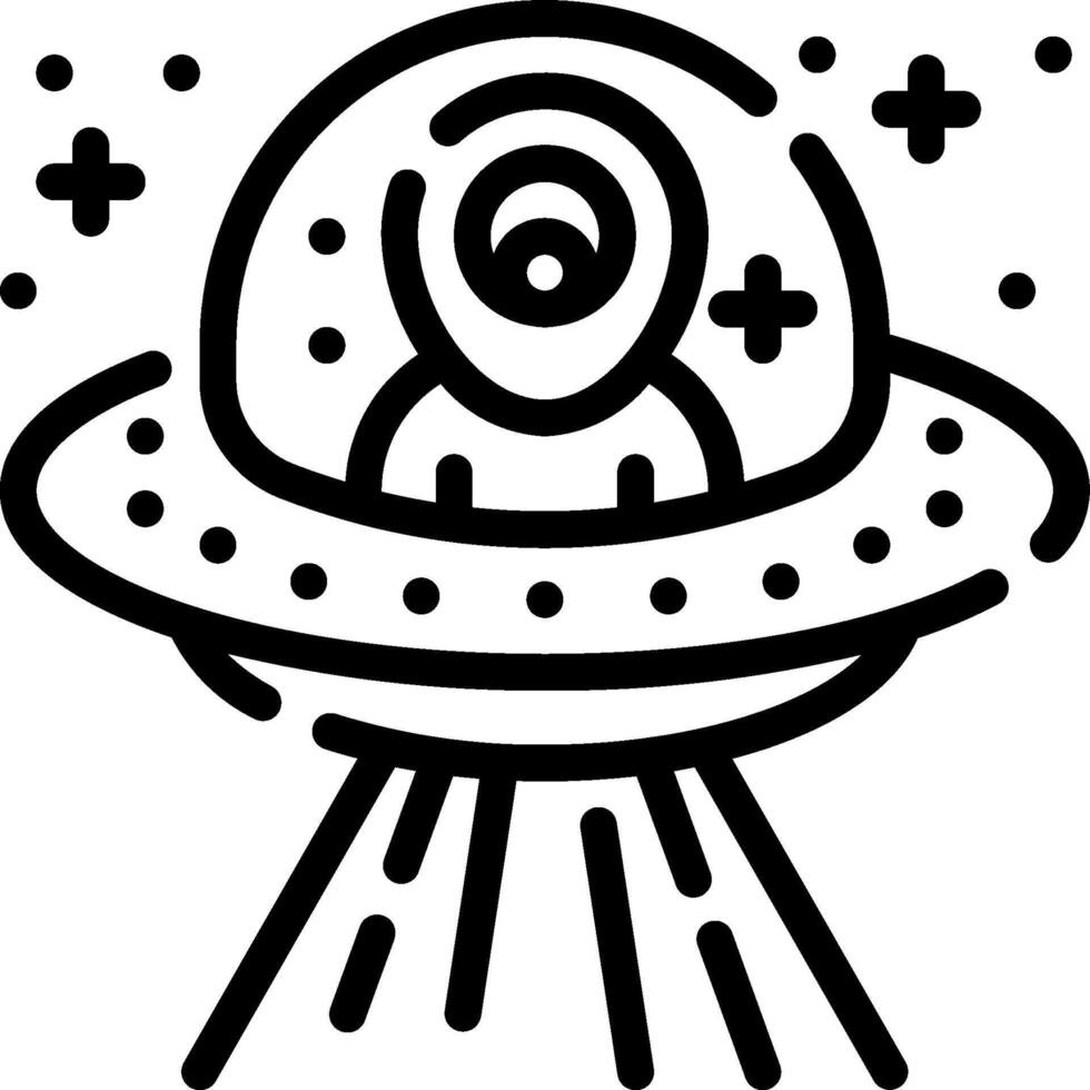 Alien spaceship line icon vector