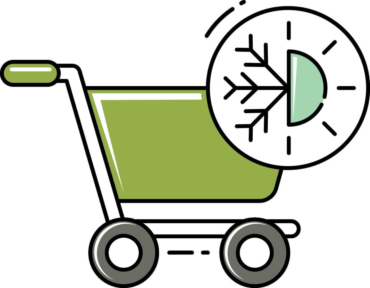 Shopping cart with snowflake icon illustration vector