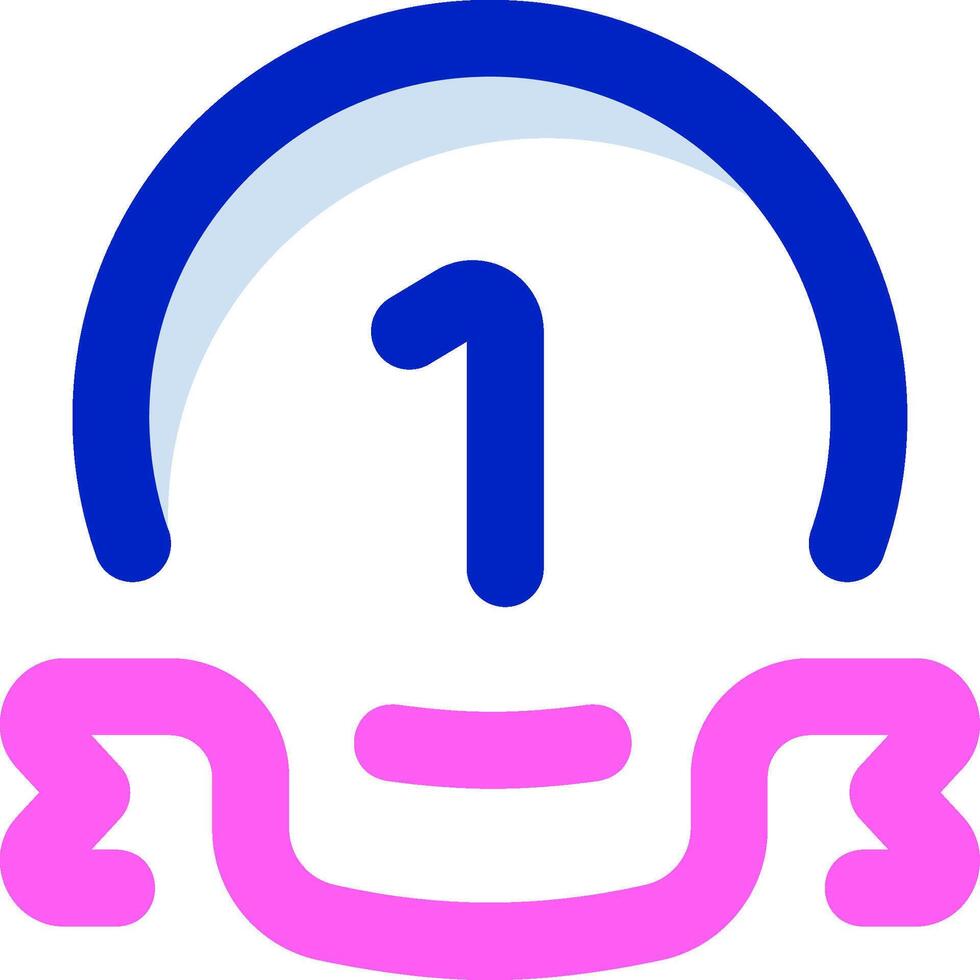 A pink and blue number one sign with a blue arrow vector
