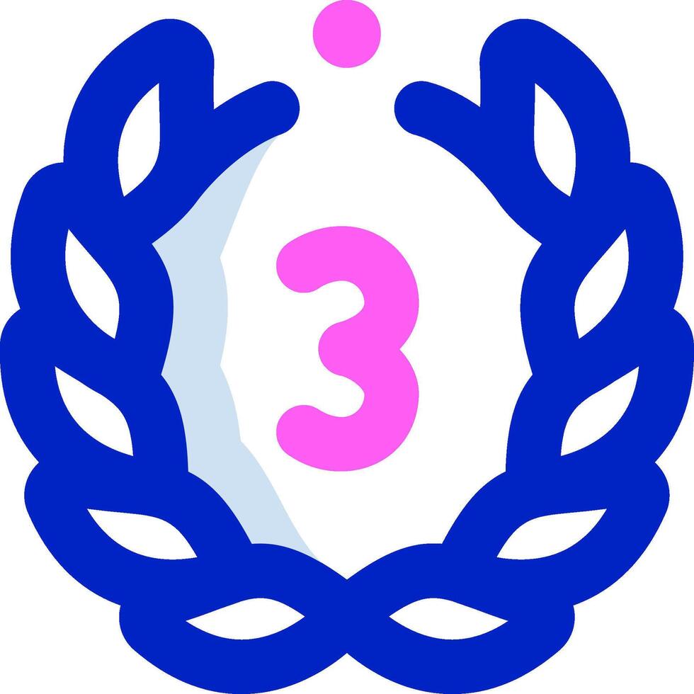 A blue and pink number three in a laurel wreath vector
