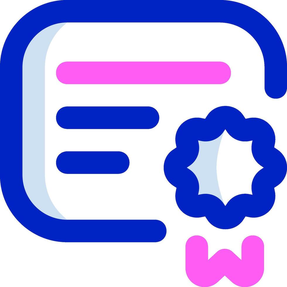 A certificate icon with a blue ribbon vector