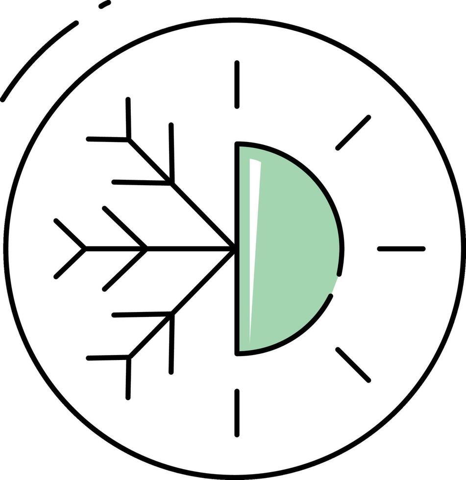 A snowflake icon with a clock in the center vector
