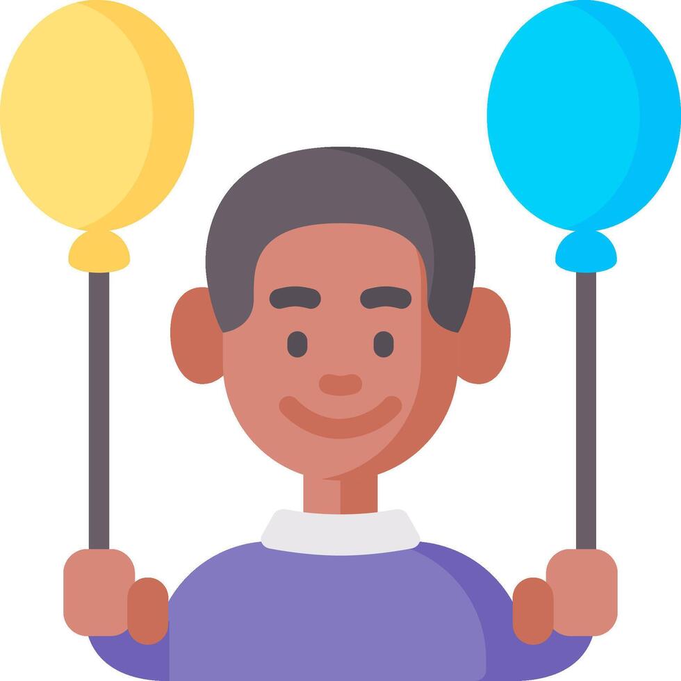 A cartoon man holding two balloons vector
