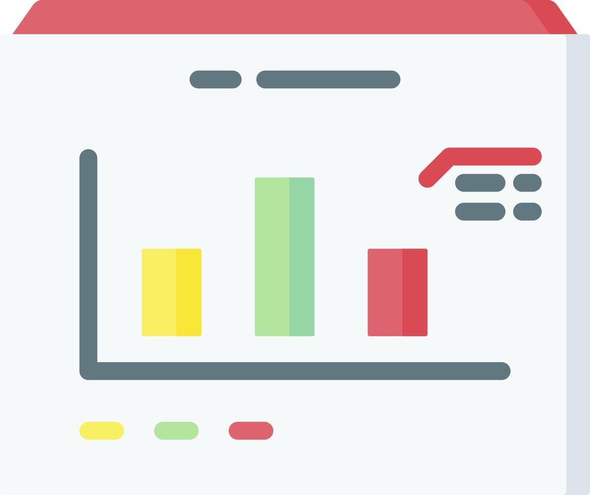 A bar chart icon with a red and yellow background vector