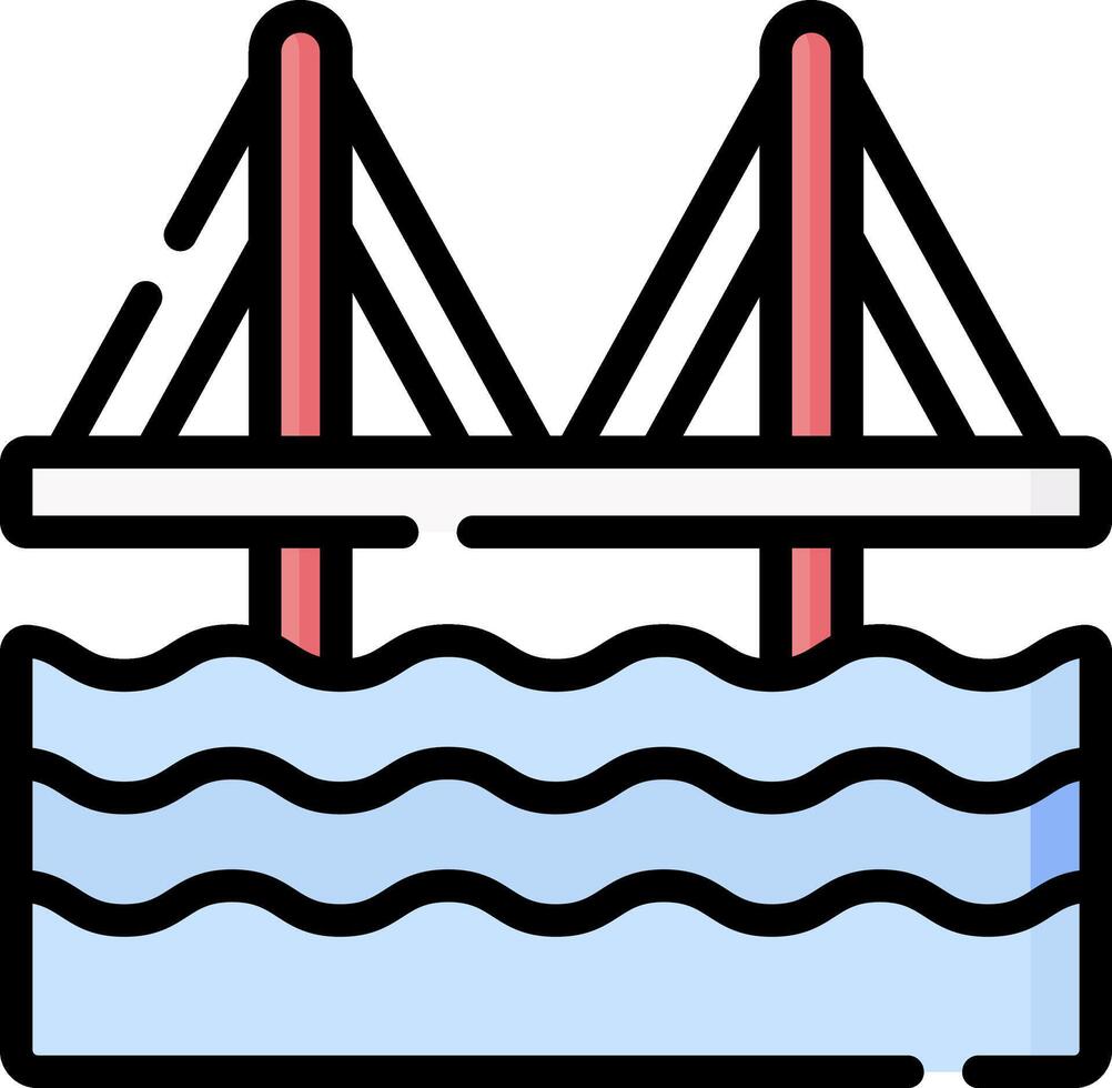 A bridge over water with a red line vector