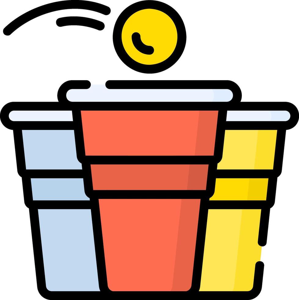 A cartoon of two cups with a ball in one vector