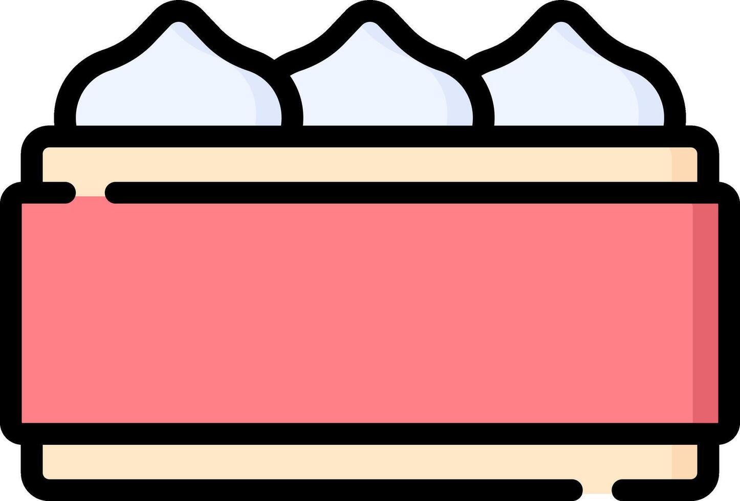 A red box with three white marshmallows inside vector