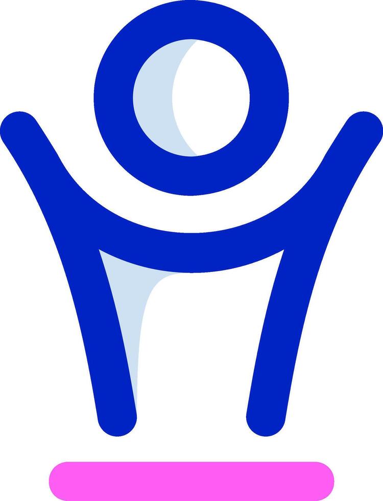 A blue and pink person with arms up in the air vector