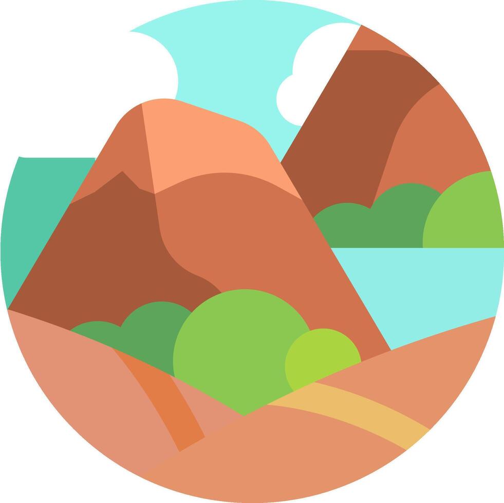 A flat illustration of a mountain range vector