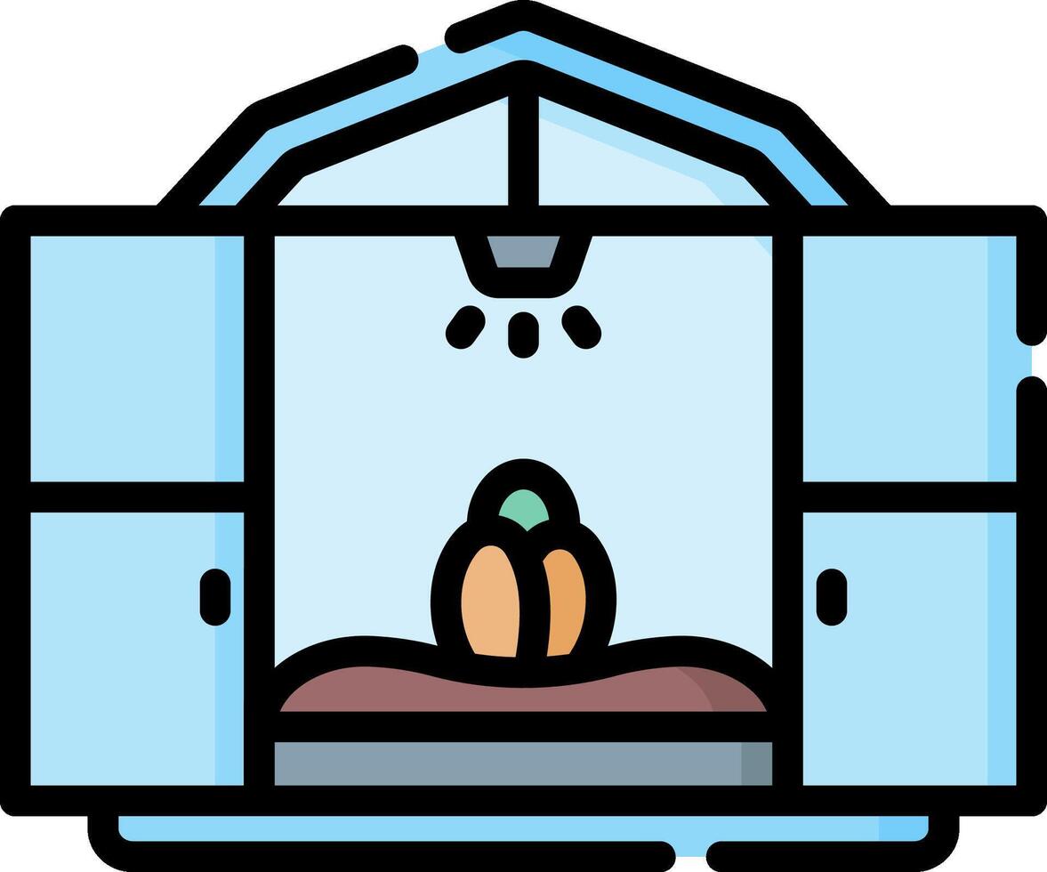 A small house with a bed inside vector