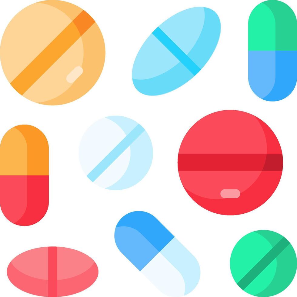 Colorful pills and capsules on a white background vector
