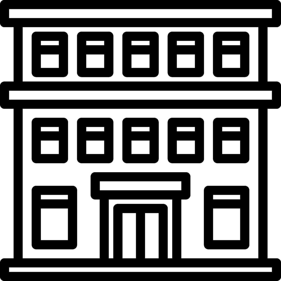 A building icon with a window and a door vector