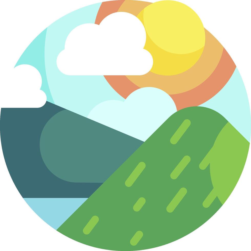A flat design of a mountain and clouds vector