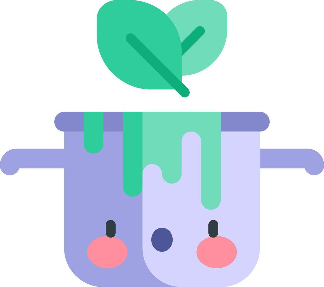 A cartoon pot with a green leaf on top vector