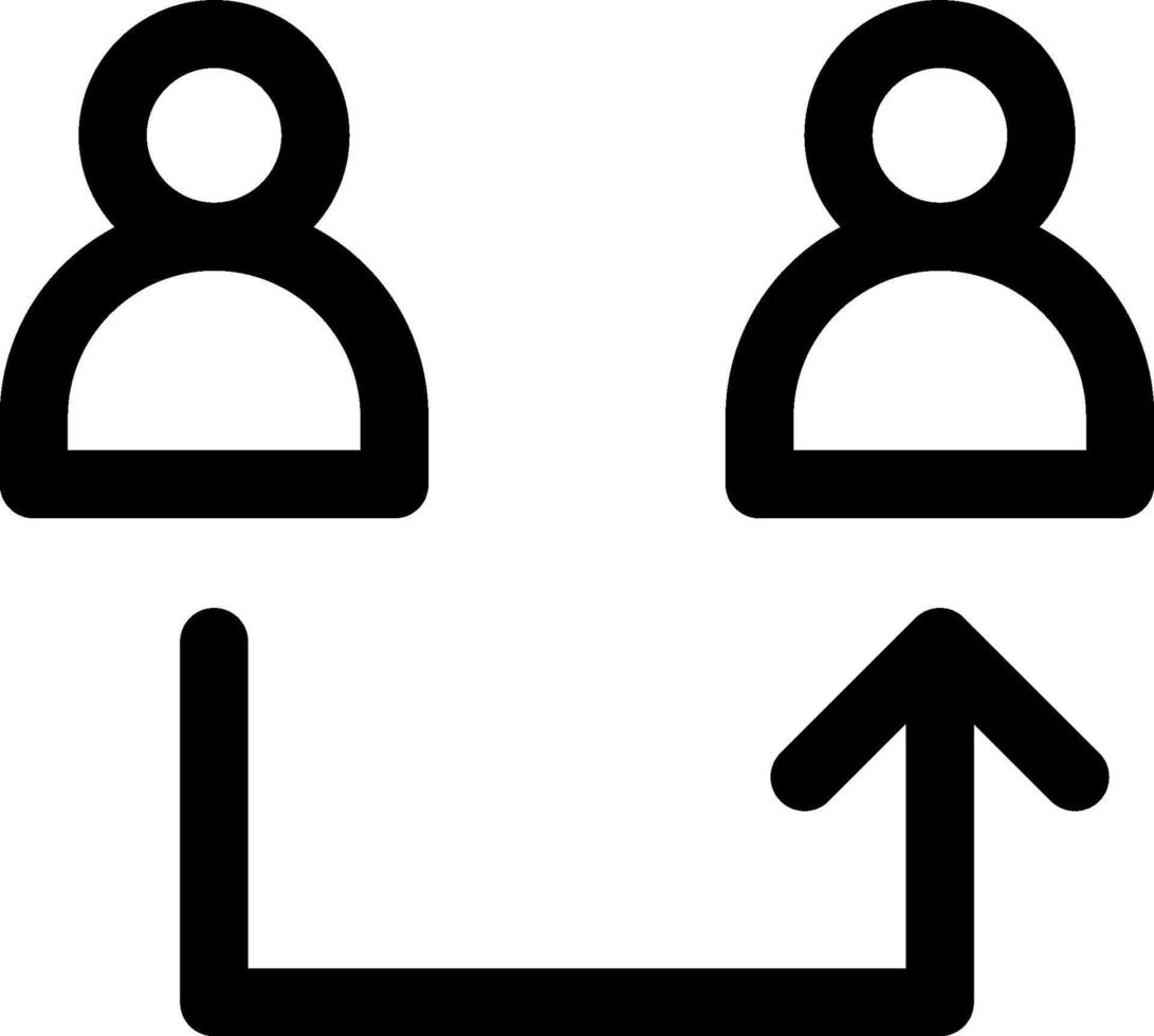 A black and white icon of people and an arrow vector